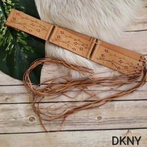 DKNY embossed floral leather belt